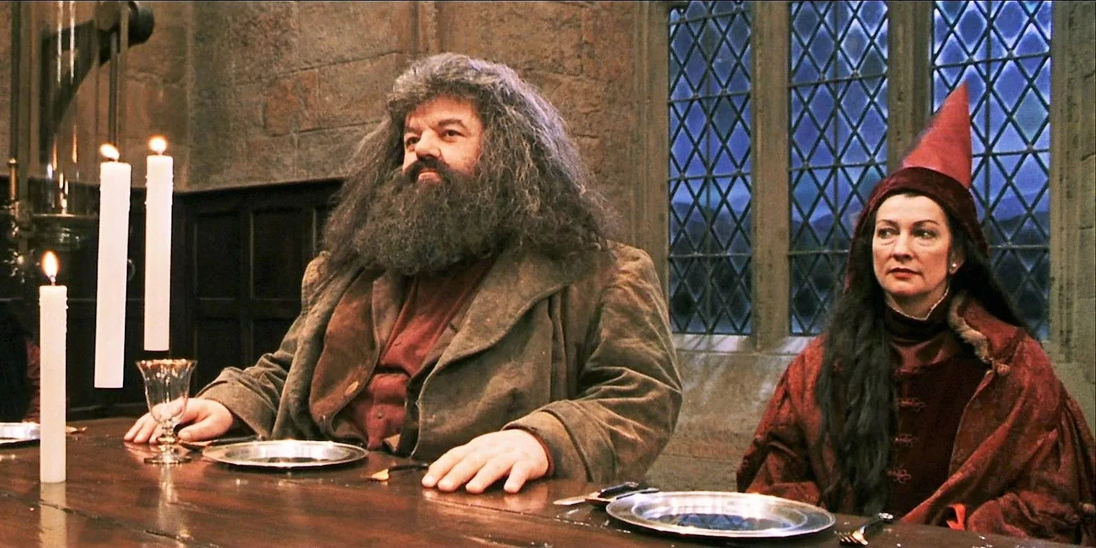 Hagrid sentado con Septima Vector en Harry Potter