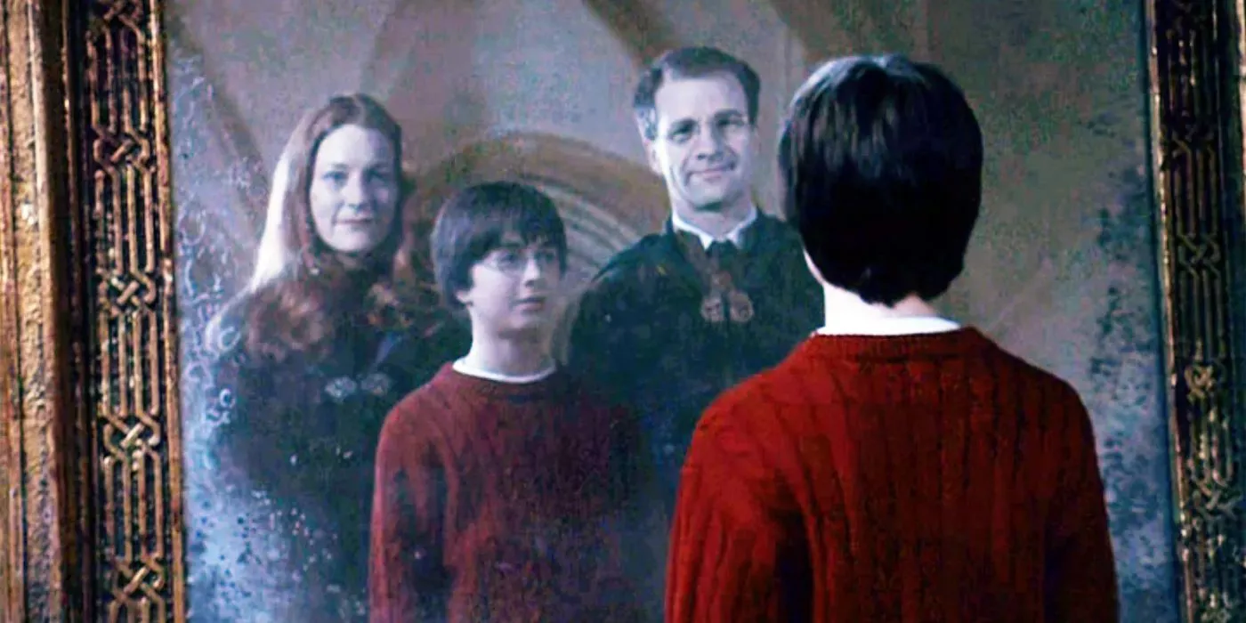 Harry ve a sus padres en el Espejo de Erised en Harry Potter y la piedra filosofal