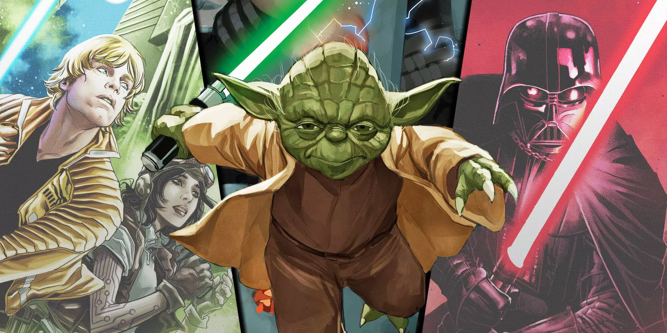 Yoda, Luke Skywalker, Doctor Aphra y Darth Vader de los cómics de Marvel Star Wars