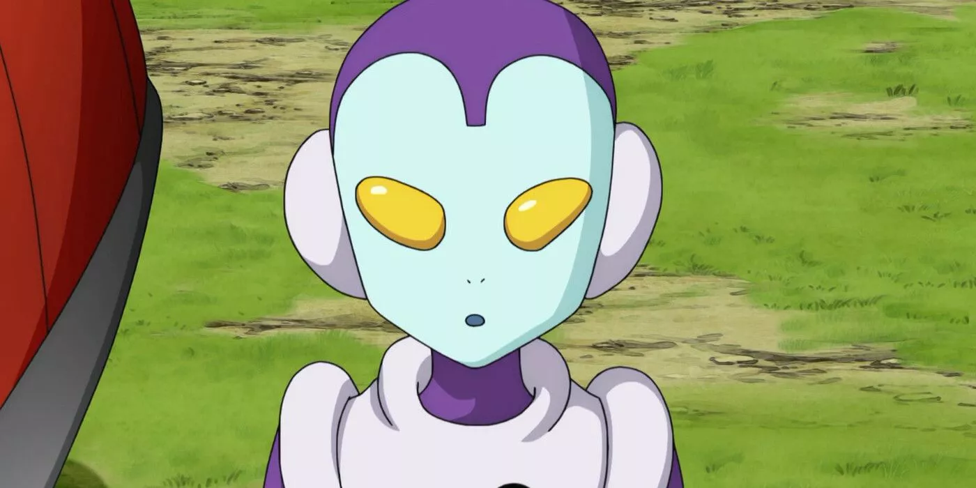Videl glares at Broly in Dragon Ball Z: Broly - Second Coming.