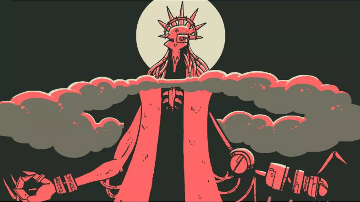 Sentí buena voluntad y esperanza por el futuro al ver Cybrlich y el Culto de la Muerte del Trabajo, un FPS que tiene un 60% de HUD y parece un cartoon de Adult Swim donde fumas 'deepweed' para restaurar tu salud y soplas nubes que deletrean 'doink' y 'loud'