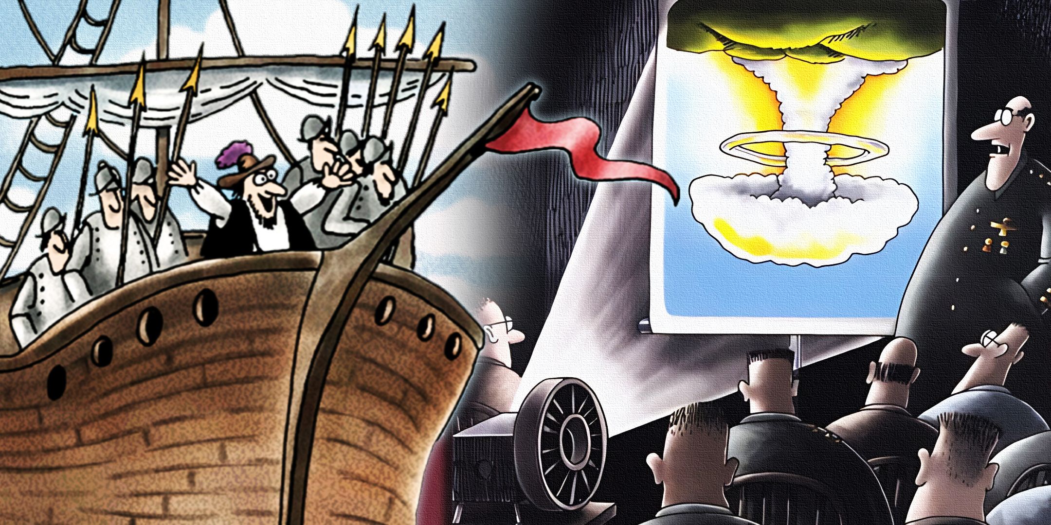 Las 10 tiras cómicas más graciosas de The Far Side sobre la historia estadounidense