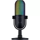 Razer Seiren V3 Chroma Rgb Usb Microphone: Stream & Game Reactive Lighting - Tap-To-Mute Sensor - Condenser Mic - Digital Gain Limiter & Shock Absorber - Pc, Discord, Obs Studio, Xsplit - Black
