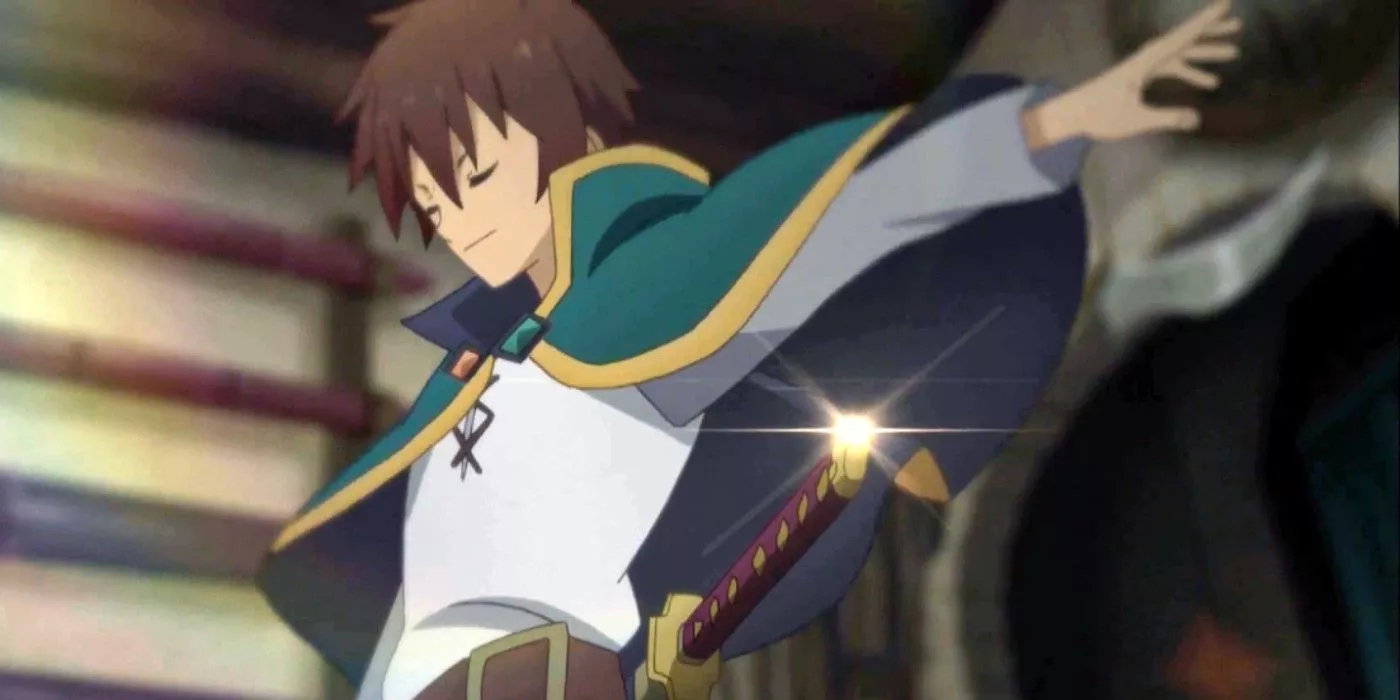 Kazuma Sato de Konosuba luciendo como un aventurero.