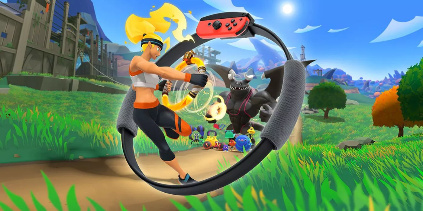 Full cover art of Ring Fit Adventure features the Ring Fit Trainee