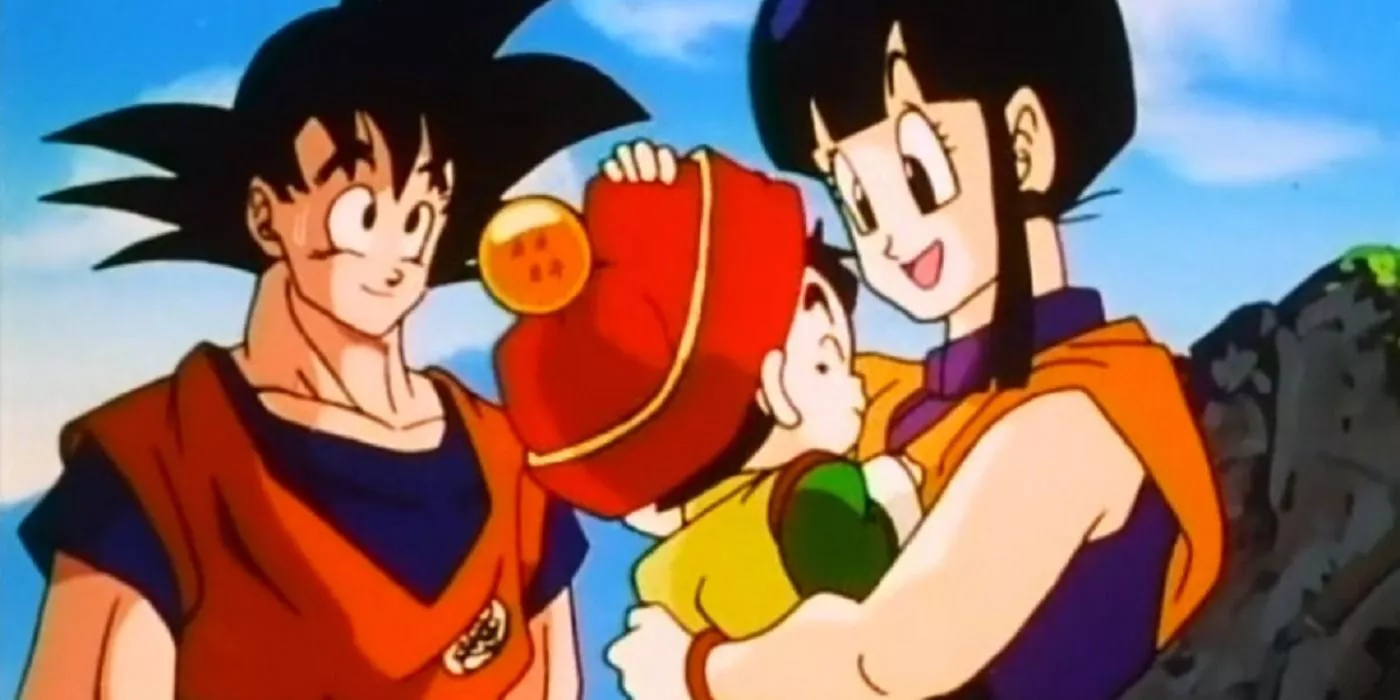 Chi-Chi Holds Baby Gohan in Dragon Ball Z