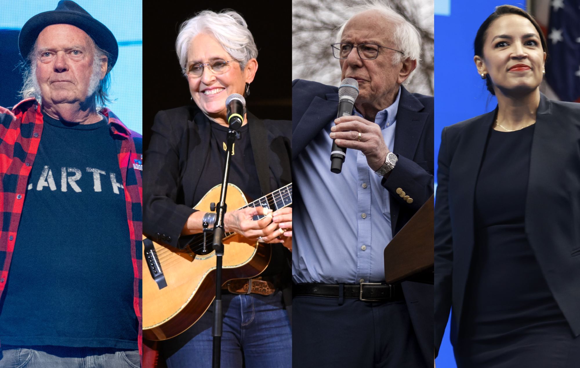 Neil Young y Joan Baez se unen a Bernie Sanders y Alexandria Ocasio-Cortez en el evento ‘Fighting Oligarchy’