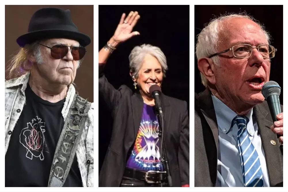 Neil Young, Joan Baez y Maggie Rogers se unen a Bernie Sanders y Alexandria Ocasio-Cortez en un rally contra la 'oligarquía' en L.A.