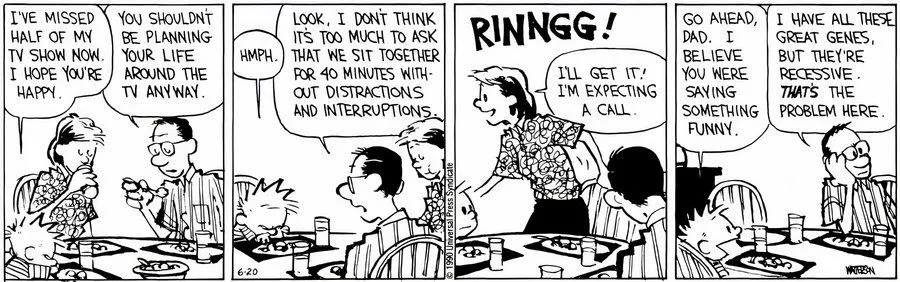 Calvin y Hobbes Televisión - Sin Distracciones en la Mesa