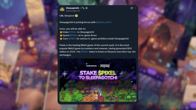 Pixels y Sleepagotchi traen la apuesta de $PIXEL a Telegram