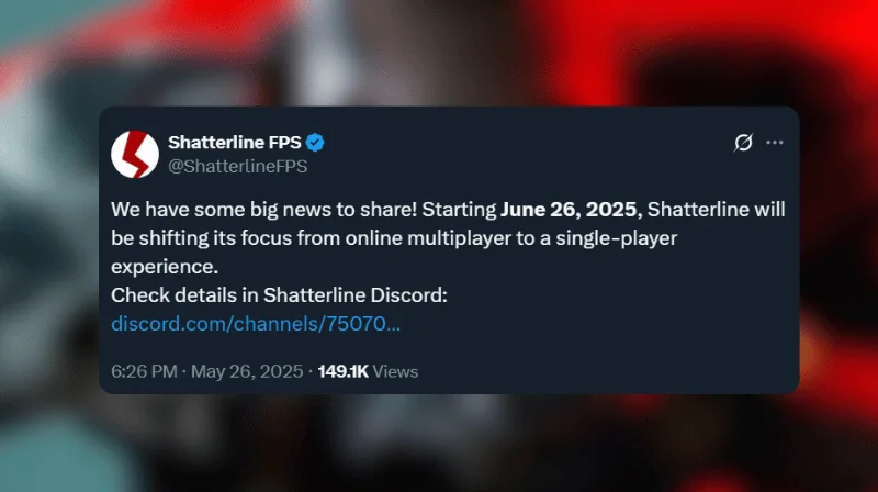 Shatterline to End Online Play, Shifts to Single-Player in June